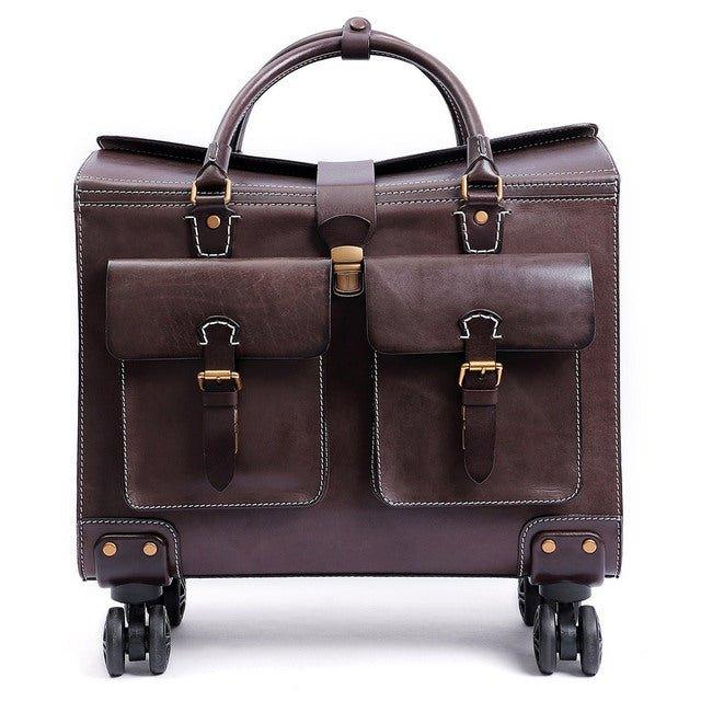 Woosir 19 Inch Travel Luggage Vintage Leather Suitcase Woosir