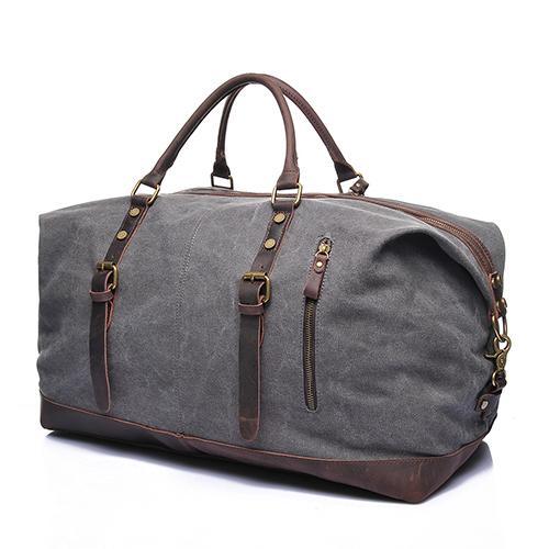 22" Large Leather Canvas Overnight Duffle Tote - Woosir