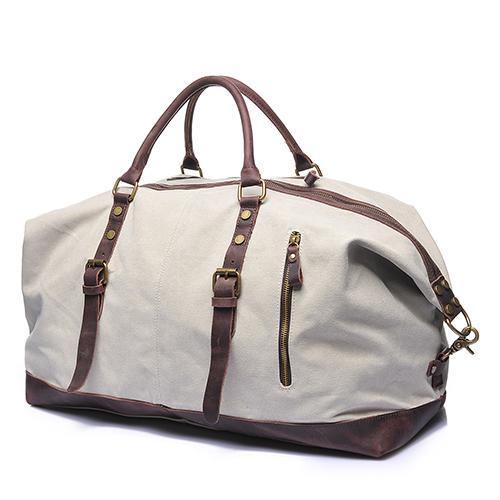 22" Large Leather Canvas Overnight Duffle Tote - Woosir