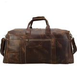 23'' Cowhide Leather Weekender Bag for Men - Woosir