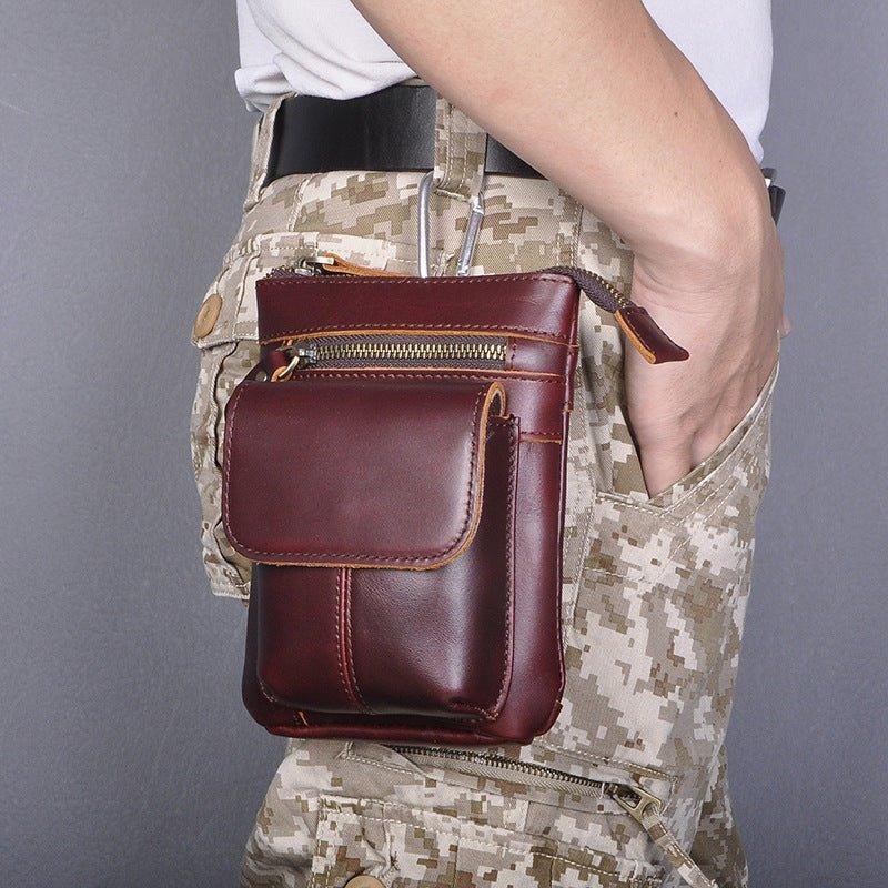 Woosir 7" Leather Waist Pack Drop Leg Bag with Hook - Woosir