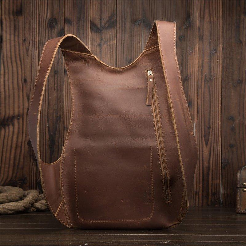 anti theft leather backpack Vintage Anti Theft Leather Backpack Small, Brown