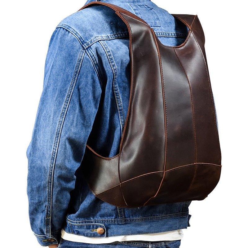 backpack for leather jacket Vintage Anti Theft Leather Backpack Small, Brown