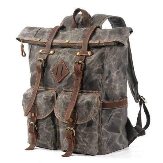 Large Vintage Backpack Rucksack Canvas Travel - Woosir