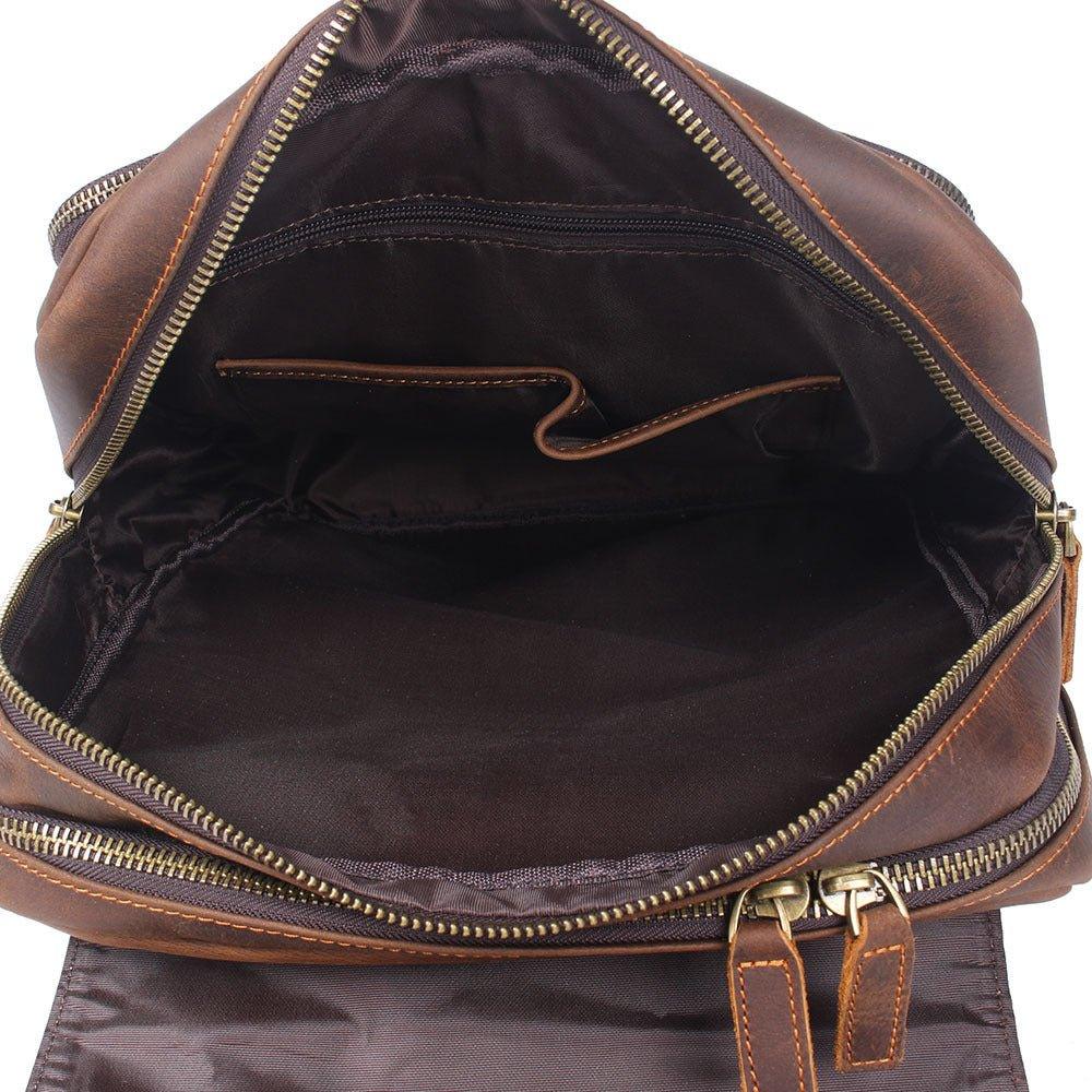 Brown Leather Backpack Vintage for 17" Laptop - Woosir