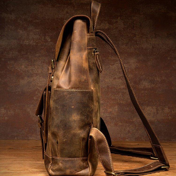 Woosir Brown Leather Backpack with Laptop Sleeve - Woosir