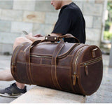 Woosir Brown Leather Barrel Bag - Woosir