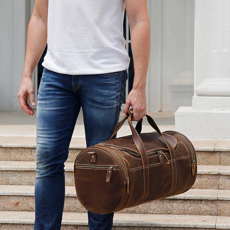 Leather barrel bag mens Clearance