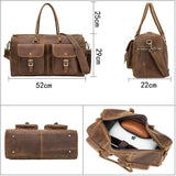 Brown Leather Duffle Bag Vintage - Woosir