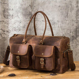Brown Leather Duffle Bag Vintage - Woosir