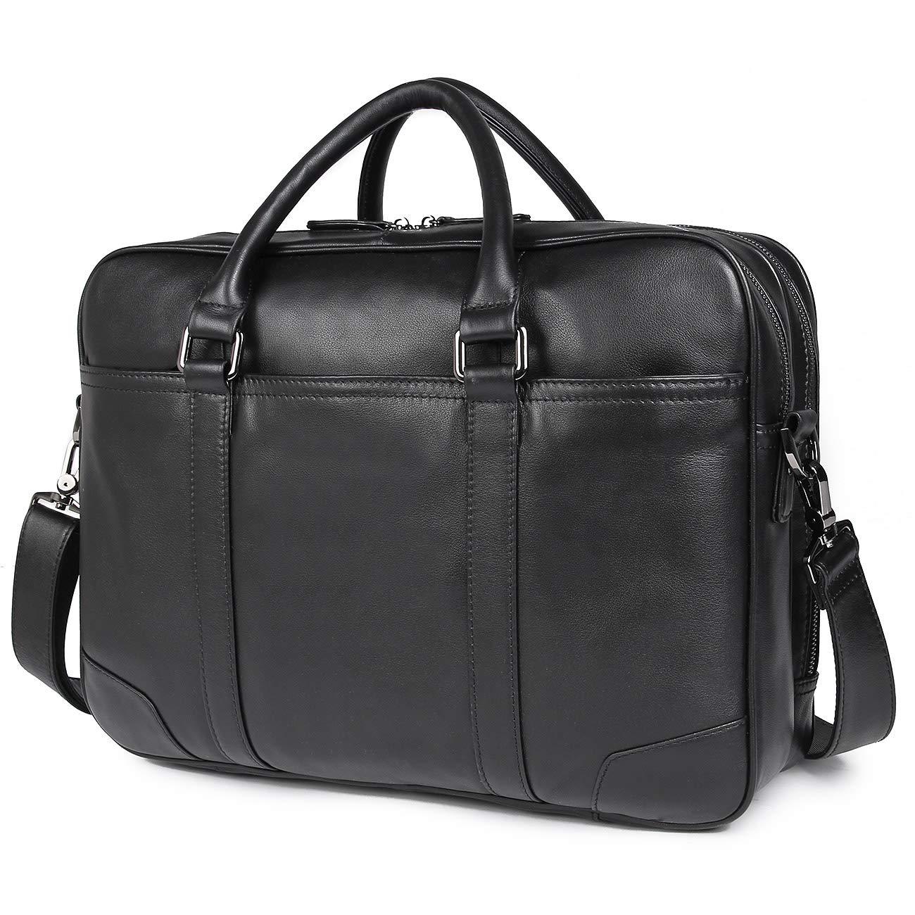 Woosir Business Bag Mens Laptop Briefcase Leather 15.6