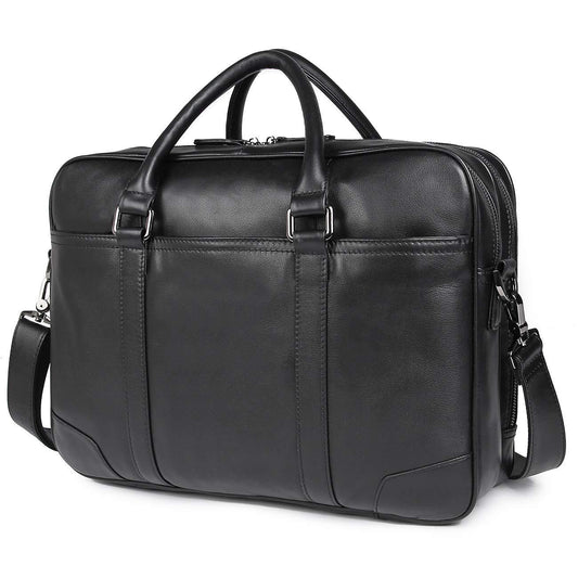 Woosir Business Bag Mens Laptop Briefcase Leather 15.6" - Woosir