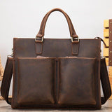 Woosir Leather Briefcase for Men With 2 Front Pockets - Woosir