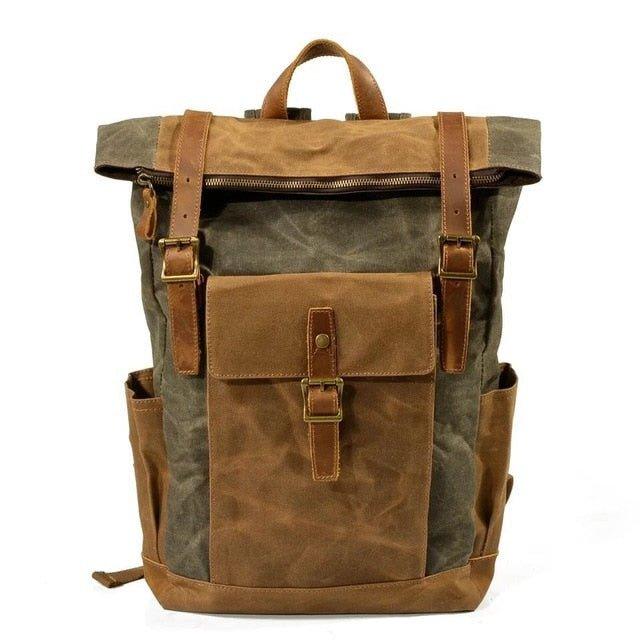 Vintage Canvas Backpack Rucksack Mens, Army Green