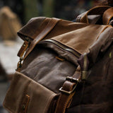 Vintage Canvas Backpack Rucksack Mens - Woosir