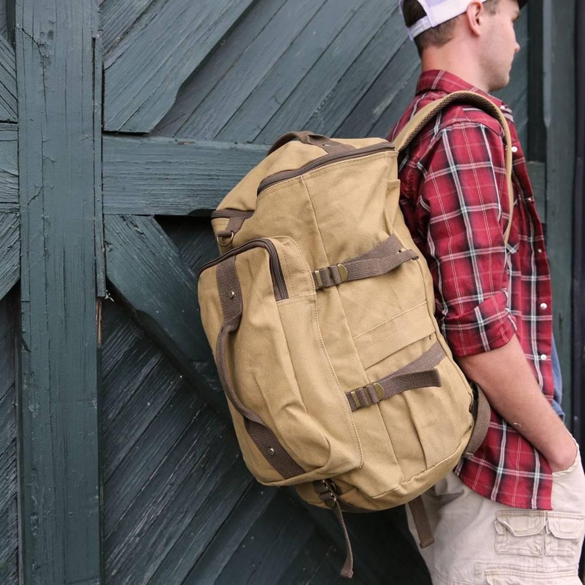 Canvas Backpack Vintage Large School Duffel - Woosir