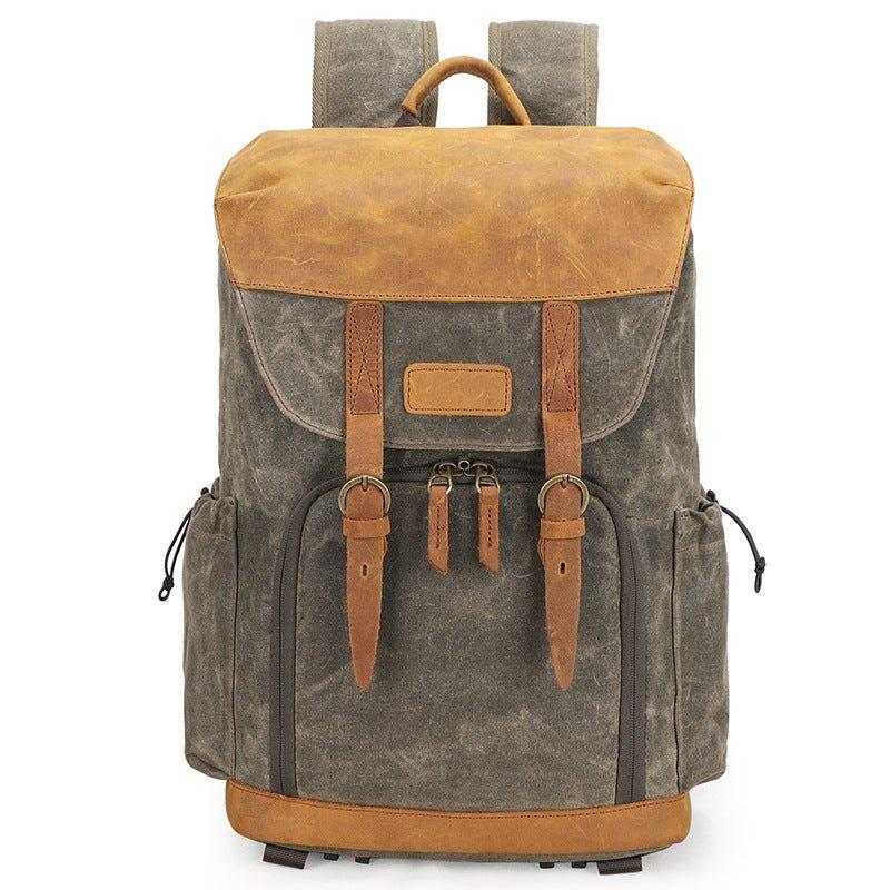 canvas leather dslr backpack Woosir Canvas DSLR Camera Backpack, Army Green
