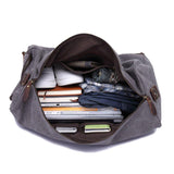 Canvas Duffel Leather Carry On Bag Weekend Tote - Woosir