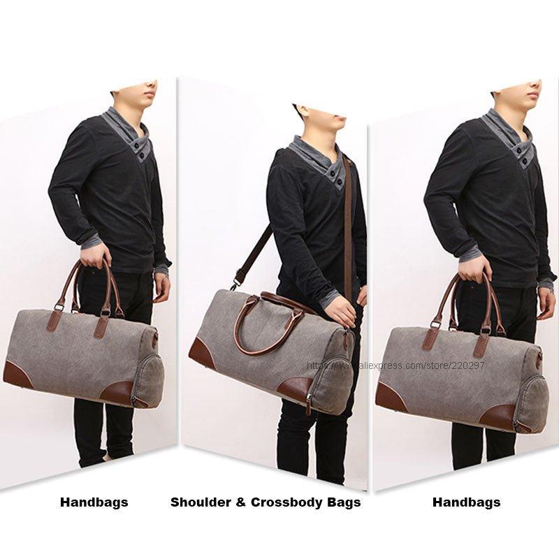Canvas Duffel Leather Carry On Bag - Woosir