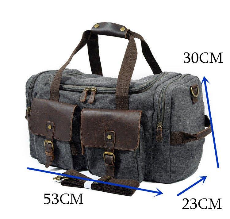 canvas duffle bag oversized travel tote luggage with shoulder strap Leather Trim, Bags for Men RockCow Leather Studio Large Capacity Folding Travel Bags