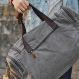 Canvas Duffle Bag Oversized Genuine Leather Bags - Woosir