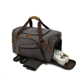 Canvas Duffle Bag with Shoe Compartment - Woosir