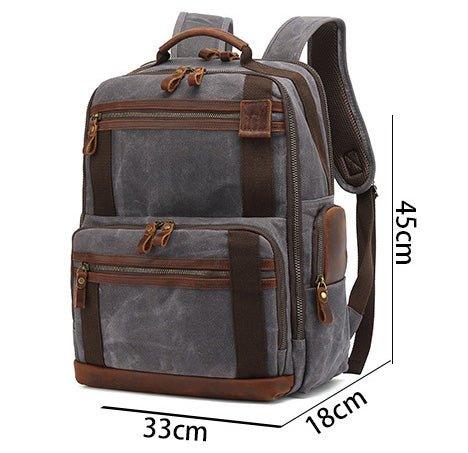aidonger canvas school bag laptop backpack hiking rucksack coffee Waxed Canvas Vintage Backpack with Trolley Sleeve