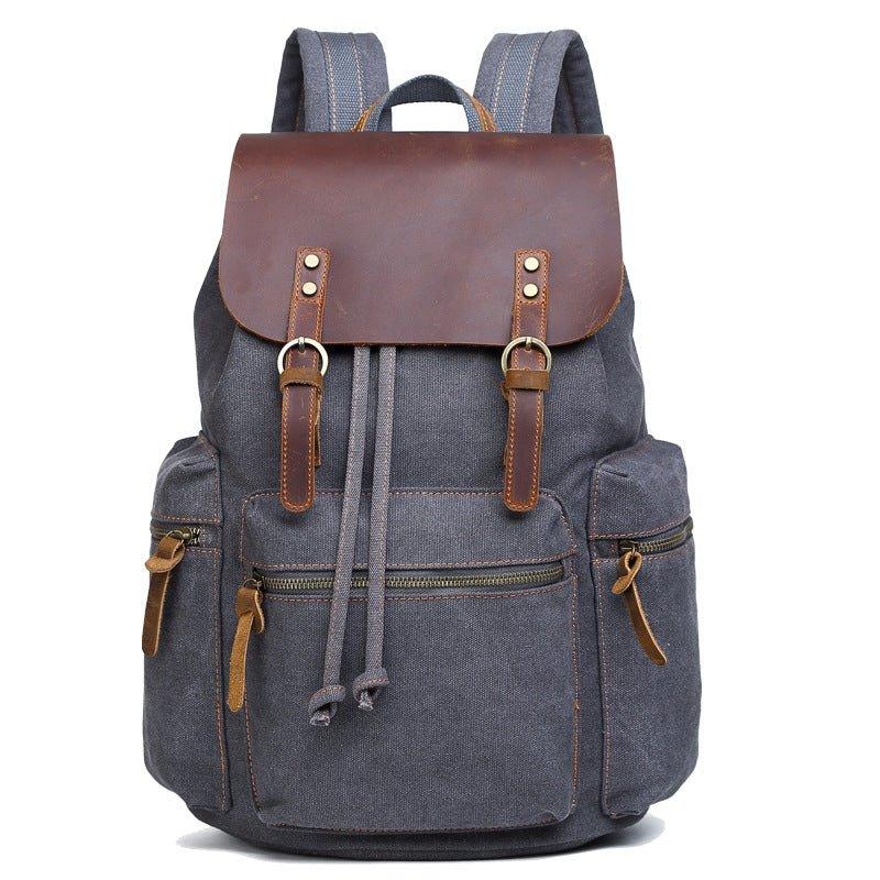 Canvas Rucksack Backpack with USB Port - Woosir