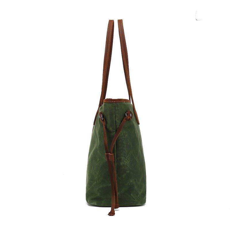 Woosir Canvas Tote Purse Bags with Zipper and Drawstring, Coffee