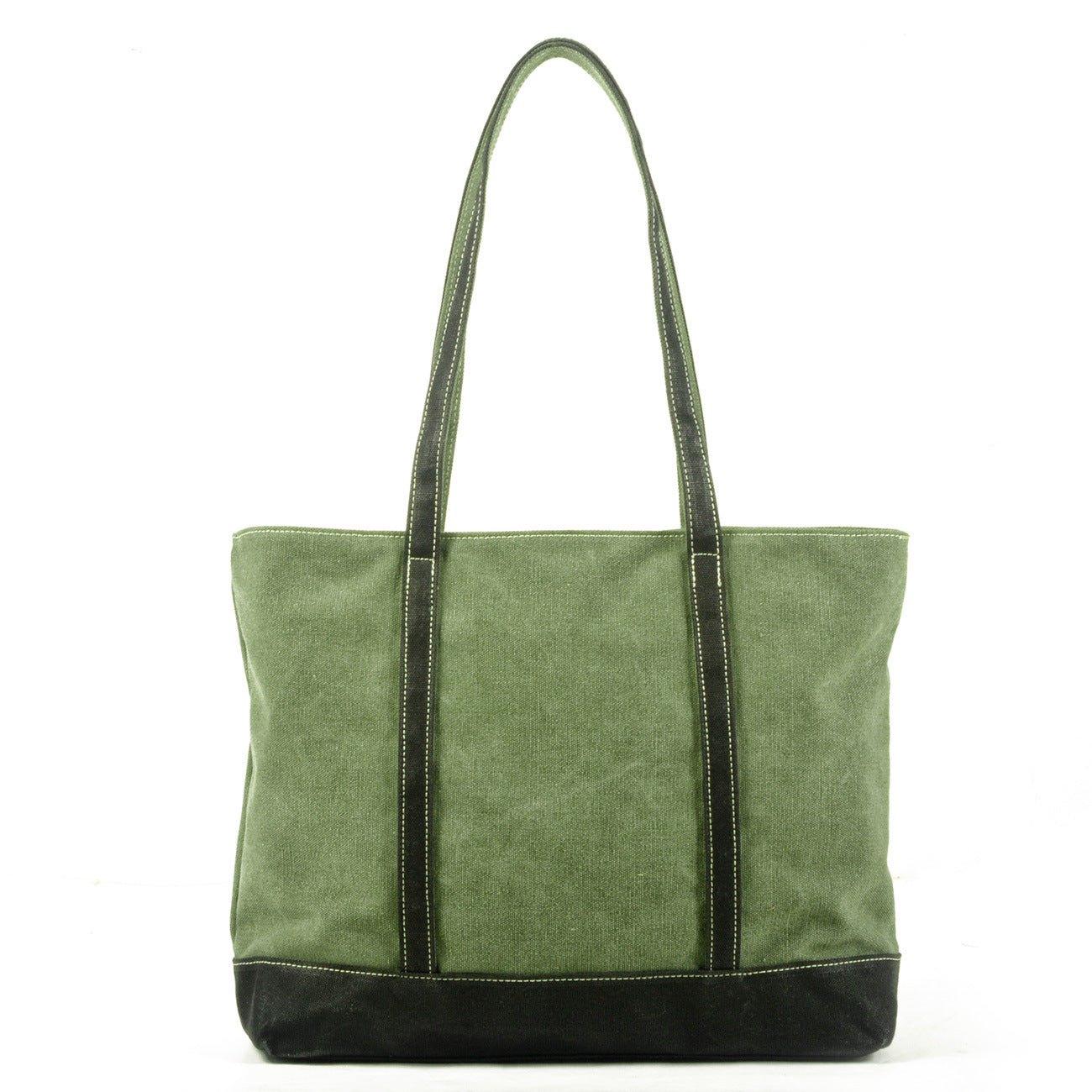 Canvas Tote with Outside Pocket - Woosir