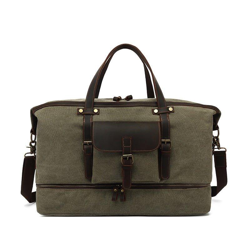 Canvas Weekender Bag with Bottom Shoe Compartment Woosir