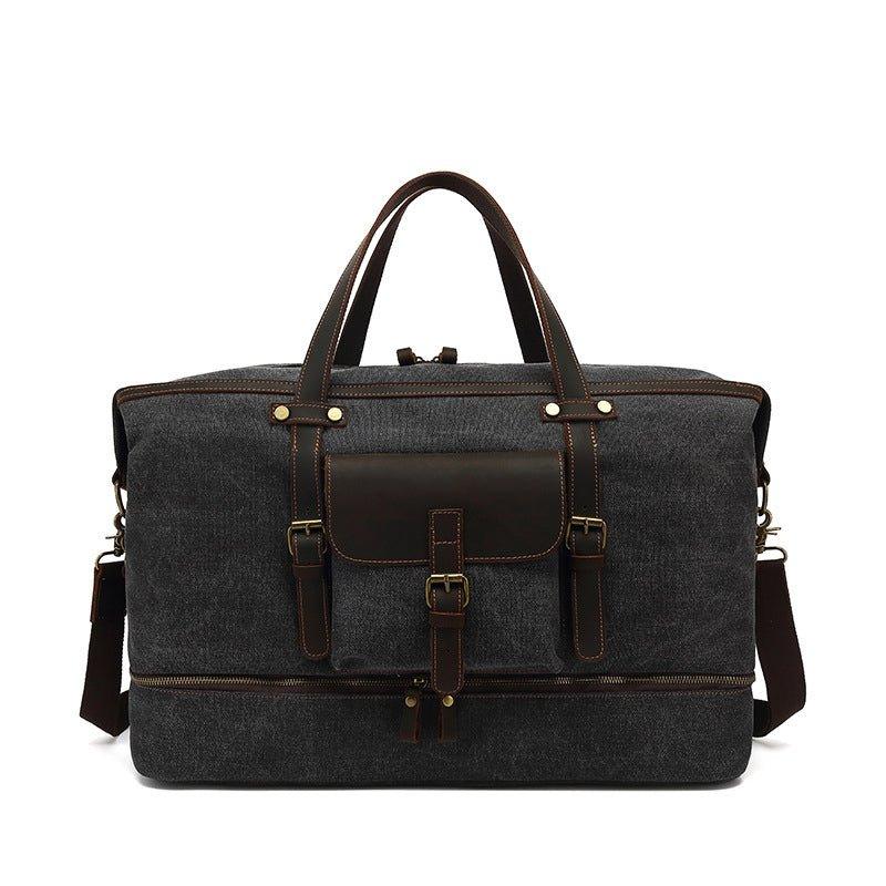 Canvas Weekender Bag with Bottom Shoe Compartment - Woosir