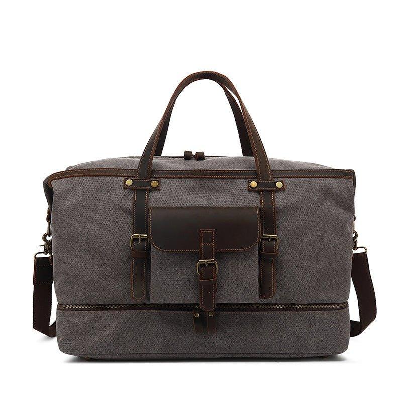 Canvas Weekender Bag with Bottom Shoe Compartment Woosir
