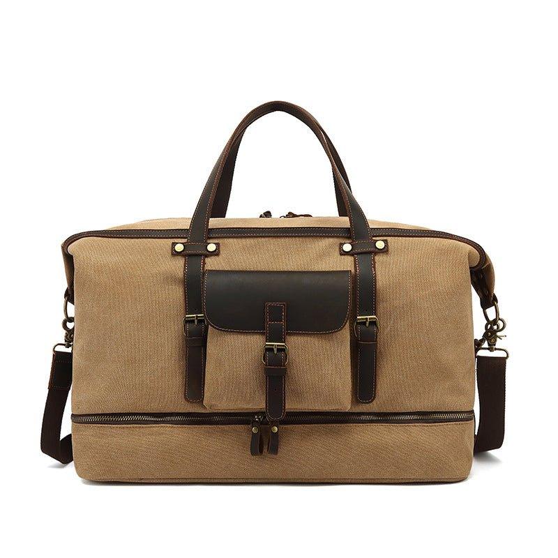 Canvas Weekender Bag with Bottom Shoe Compartment - Woosir Canvas Weekender Bag with Bottom Shoe Compartment - Woosir