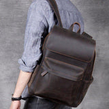 Mens Vintage Leather Backpack for Work - Woosir