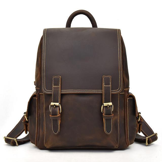 Woosir Crazy Horse Leather Backpack Fit 14