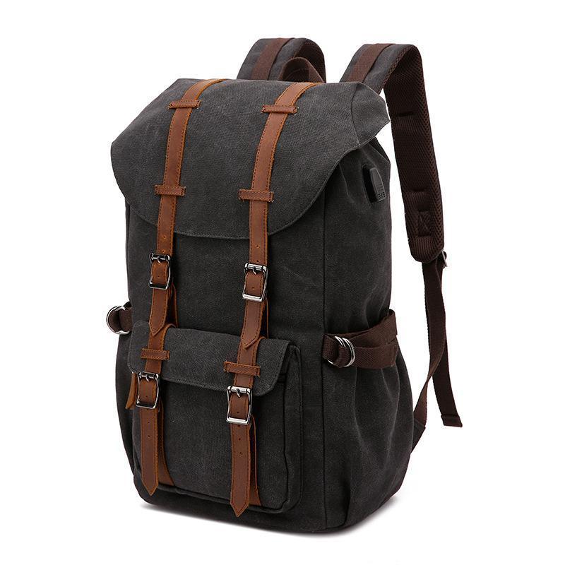 Casual Laptop Canvas Backpack, Black