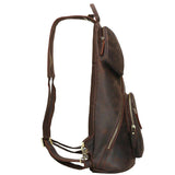 Casual Leather Sling Backpack with USB Port - Woosir