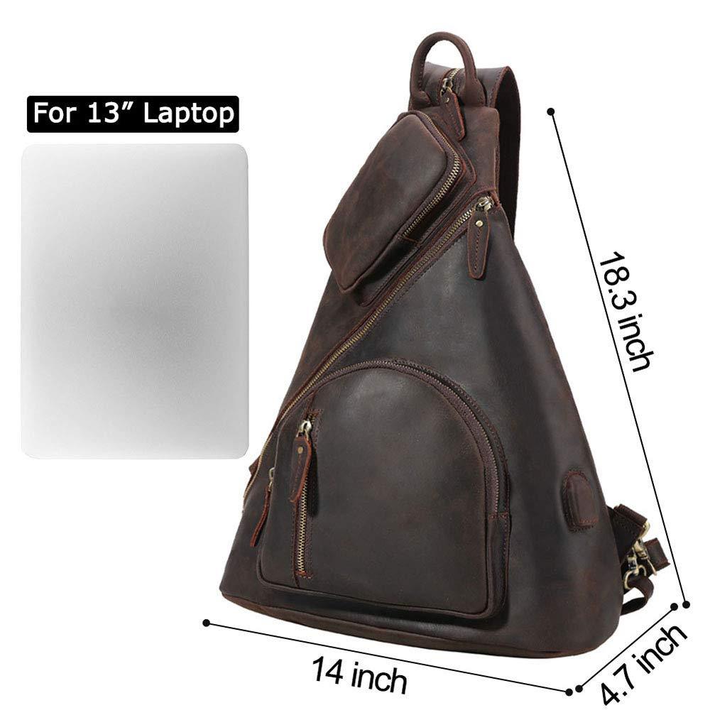 Casual Leather Sling Backpack with USB Port Casual Leather Sling Backpack with USB Port