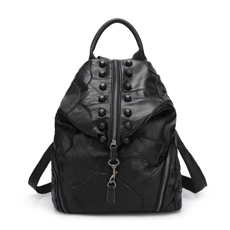 cheap soft leather backpack purse Colorful Soft Leather Backpacks for Women, Black