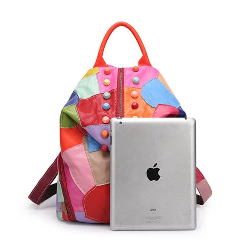 Colorful Soft Leather Backpacks for Women, Colorful