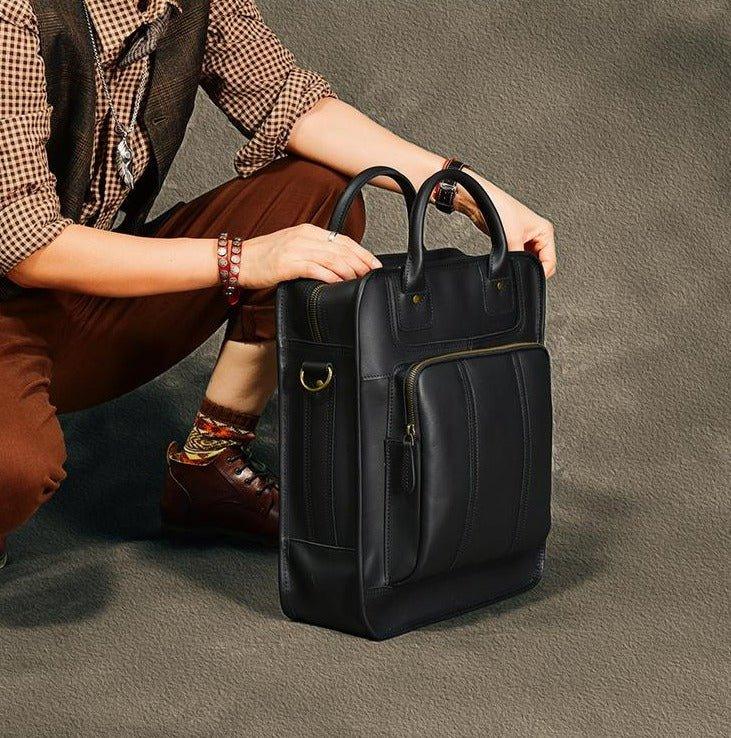 convertible messenger bag backpack leather Woosir Convertible Backpack Messenger Bag Mens, Black