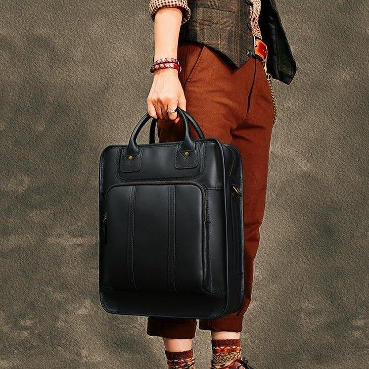 convertible leather backpack messenger bag Woosir Convertible Backpack Messenger Bag Mens, Black