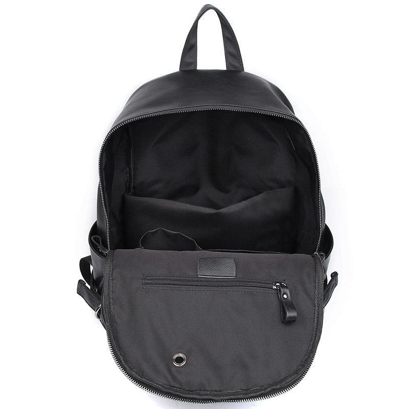custom mens leather charging backpack Mens Leather Backpacks for School with USB Port 15.6 Inches