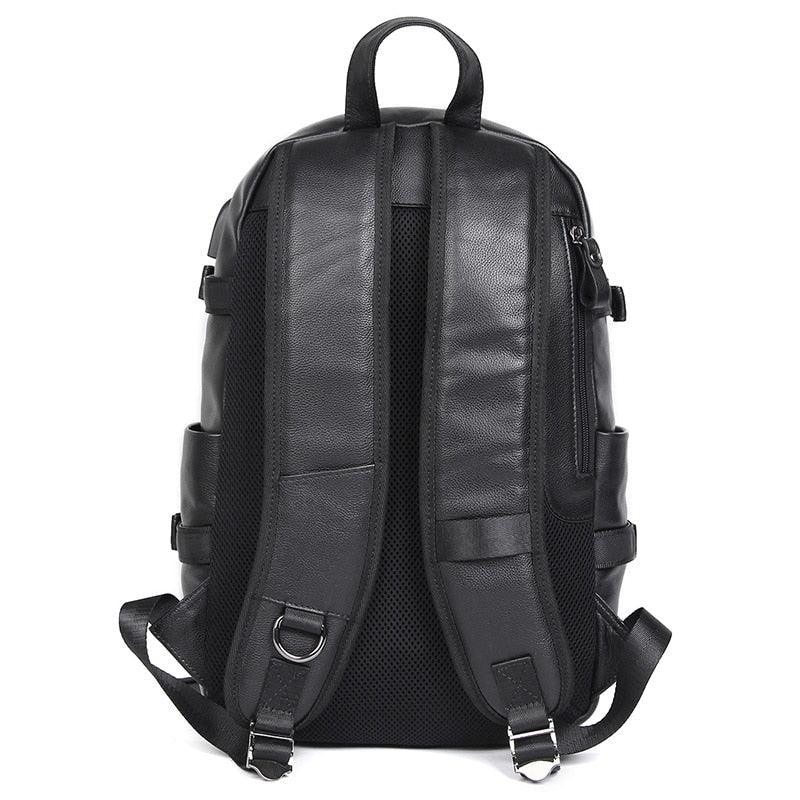 cutom mens leather backpack with charging station Mens Leather Backpacks for School with USB Port 15.6 Inches