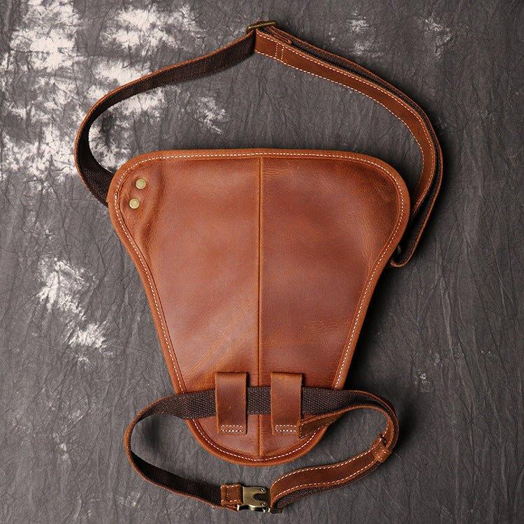 Cool Dark Brown Leather Mens Drop Leg Bag Belt Pouch Small Side Bag Sh –  iChainWallets
