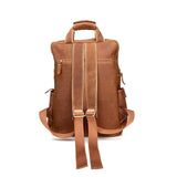 Mens Leather Backpack Laptop with Front Pockets - Woosir