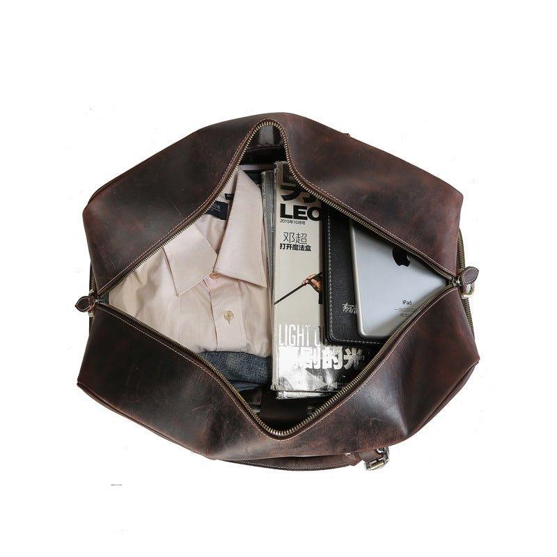 Woosir Crazy Horse Leather Weekend Bag Shoe Compartment - Woosir