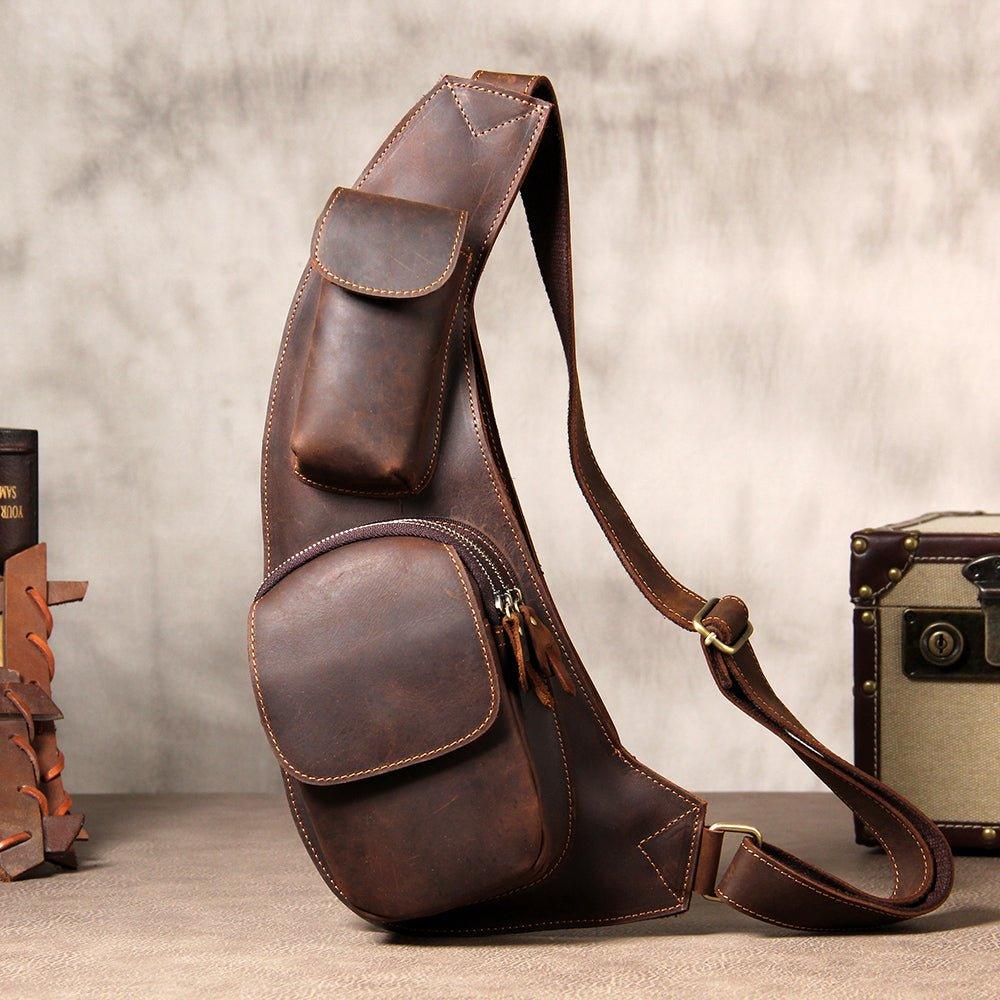 Buy BAIGIO Men's Genuine Leather Messenger Bag Shoulder Bag Briefcase  Messenger Crossbody Handbag Satchel Travel bag Man Purse Sling Casual Day  Pack, Coffee at