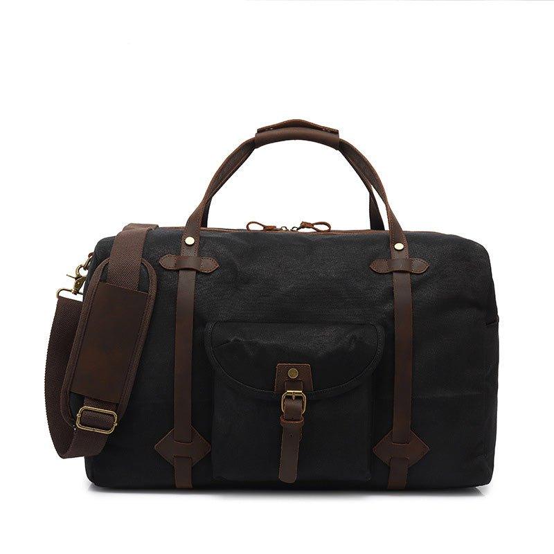 Waxed Canvas Travel Duffle Bag with Pockets - Woosir